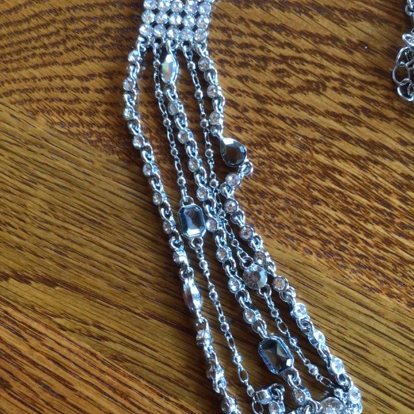 WHBM Silver and Rhinestone Tassel Long Tassel Necklace - Picture 10 of 11